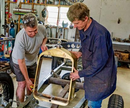 Colin Howard assembles an Alpha Romeo replica in his Auckland workshop.