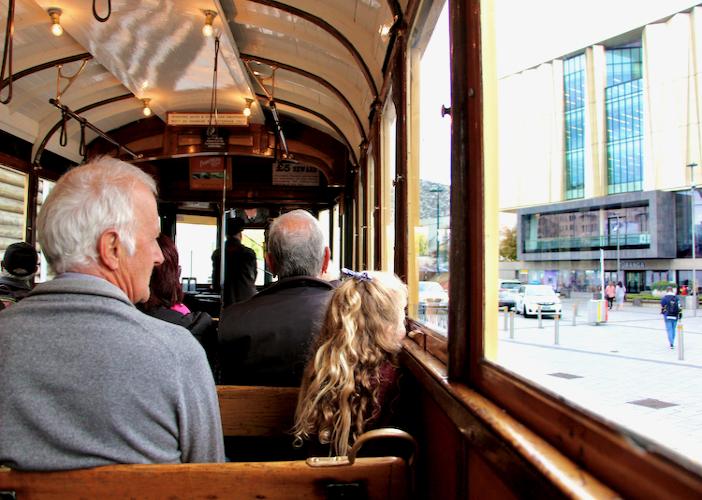 Onboard one of Christchurch's famous trams.