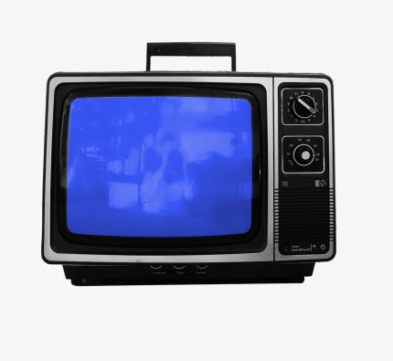 Illustration of a vintage television with a blank blue screen