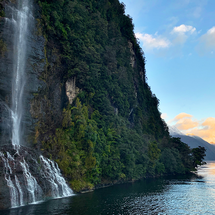 Fiordland cruise waterfall INP