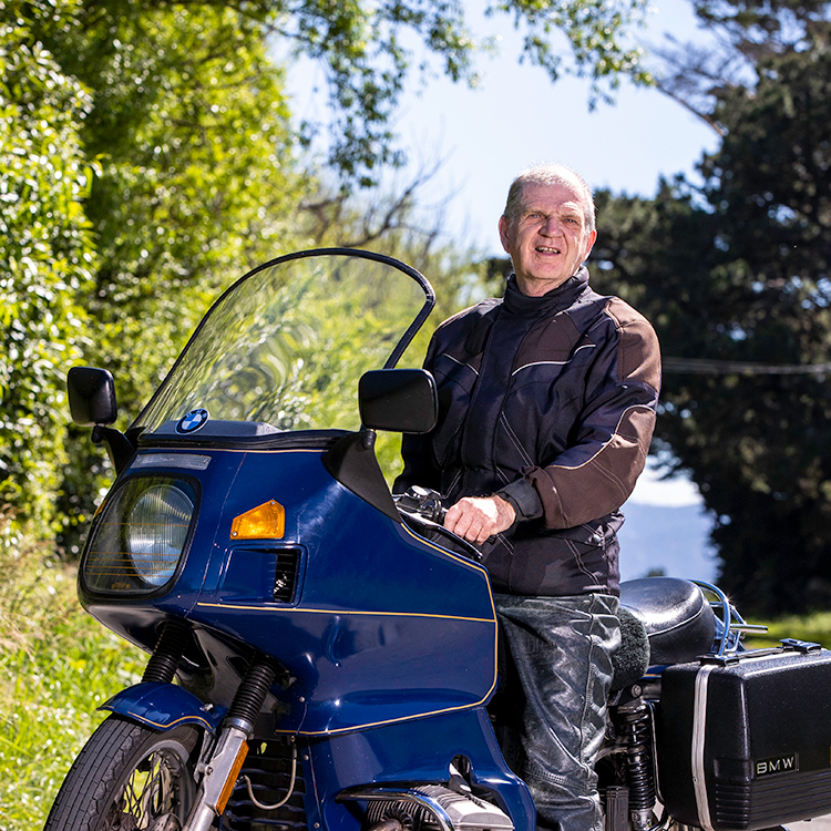 Now that he's retired Trevor does about 5,000km a year on his motorbike.