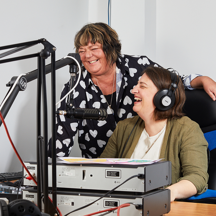  Natalie Robb and Kelly Reid in the studio at Radio Hawke's Bay.