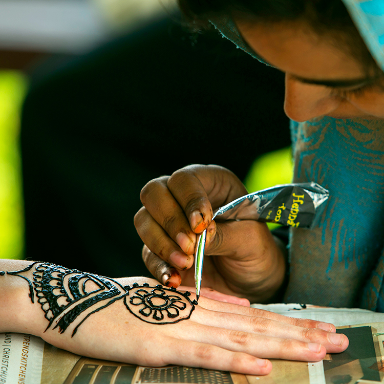 Henna painting at Cultural Conversations, Nelson.