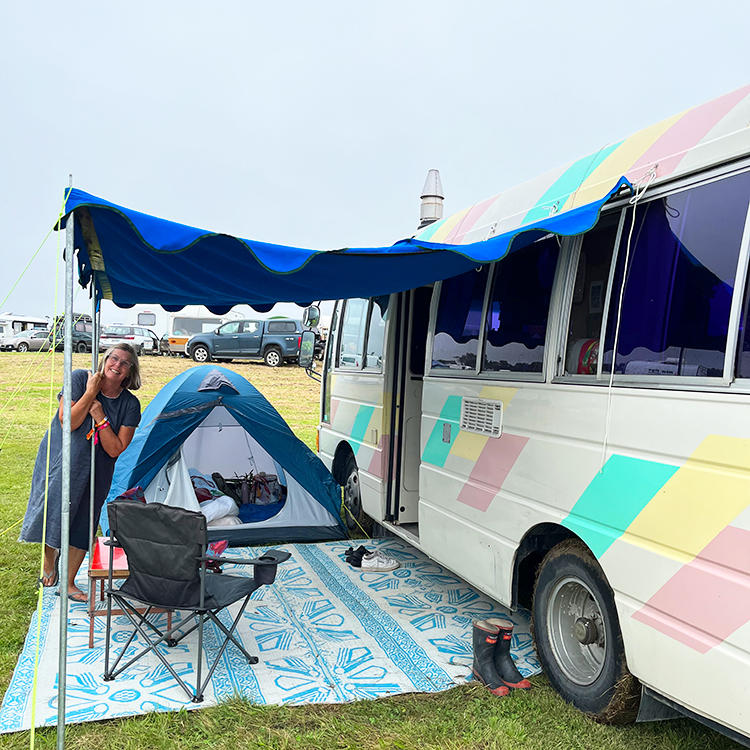 Camping with a bus is a great way to experience WOMAD