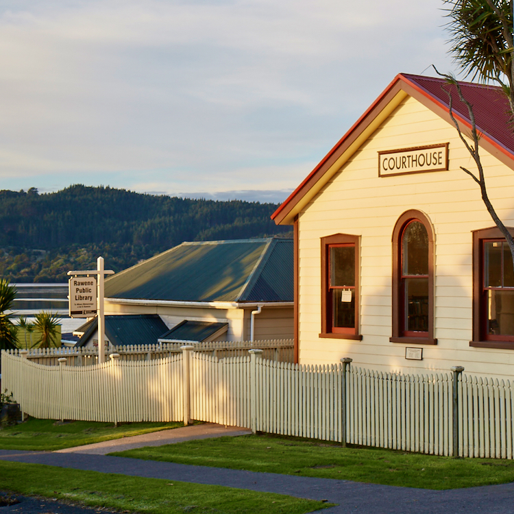 The old Rāwene Courthouse / Library. 