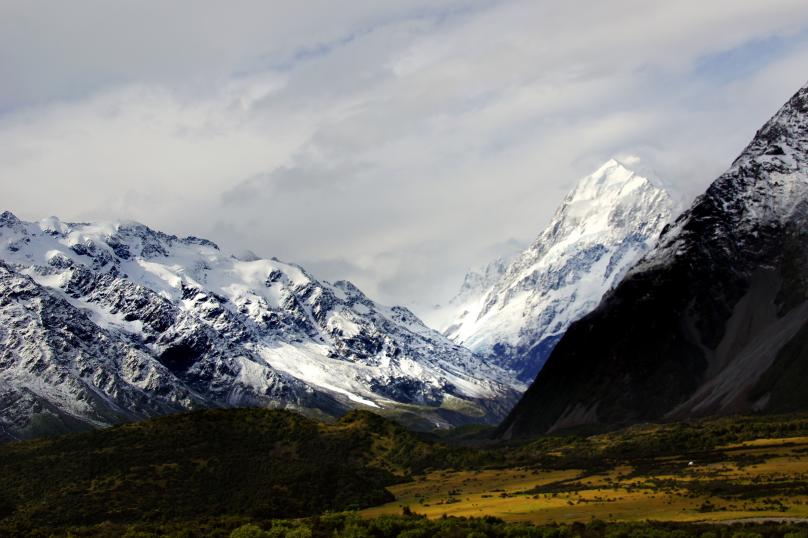 View of Aoraki Mount Cook from the Hermitage Hotel