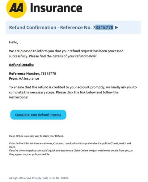 AAI Scam email sample