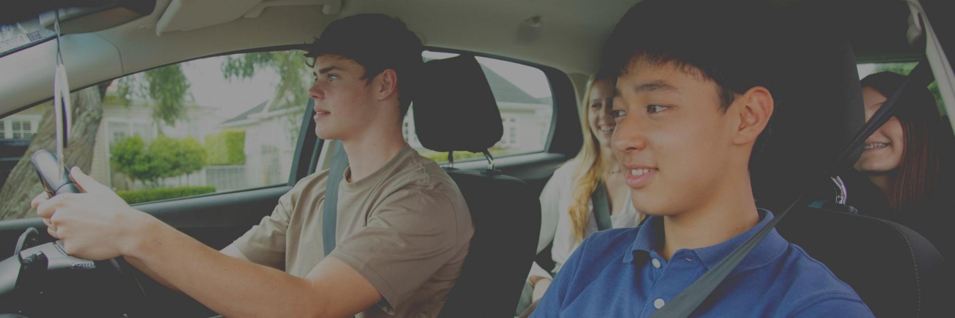 Group of teenagers in a car